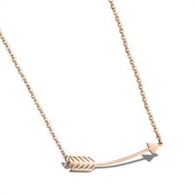 China 2020 CLASSIC Good Jewelry Trendy Rose Gold Feather Arrow Stainless Steel Necklace For Women for sale