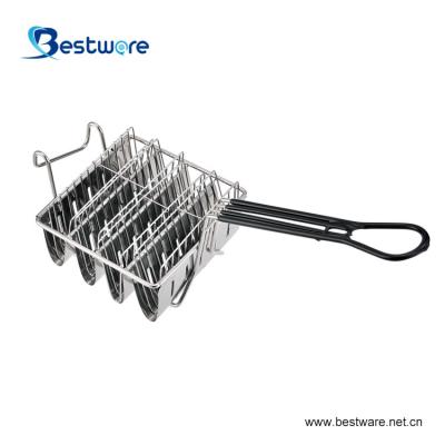 China S/S 201 163*165*80mm Rectangular Non-Stick Food Grade Iron Wire Taco and Bread Sustainable Frying Basket for sale