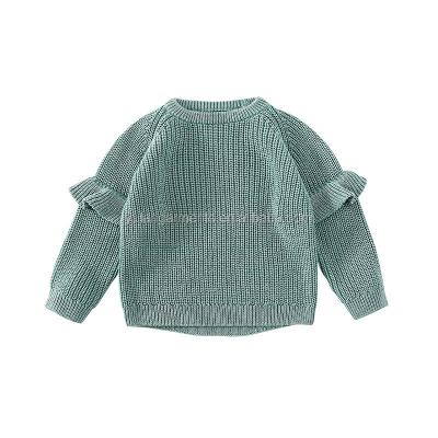 China Anti-wrinkle 2021 new style children's sweater clothes ruffle sleeve knitted cardigan sweater kids clothing tops for sale