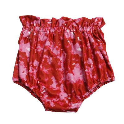 China Hot Sale QUICK DRY Ruffled High Waist Red Dye Tie Print Children's Clothing Kids Loungewear Infant Bloomers for sale