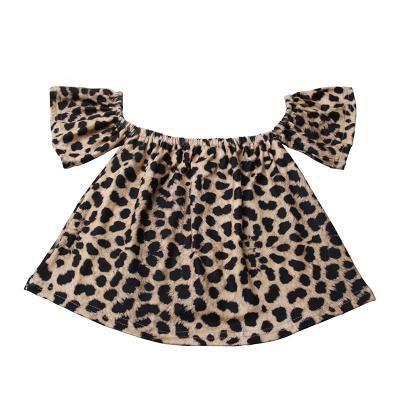 China Summer QUICK DRY kids boutique clothing short sleeve leopard printed babies off the shoulder T-shirts tops for sale