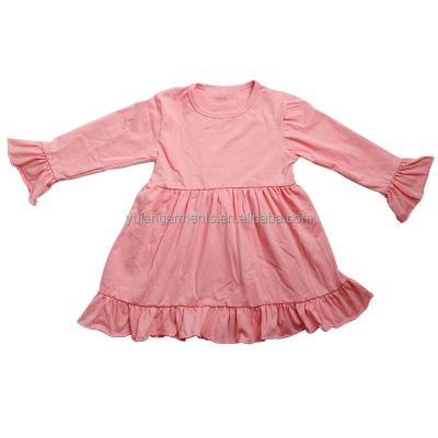 China Long Sleeve Baby Boutique Solid Color Cotton Breathable Cute Baby Dress New One Piece Dress for sale