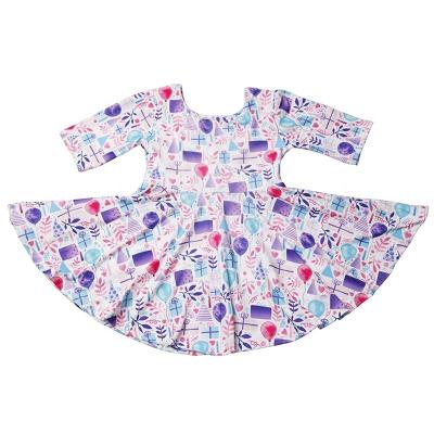 China Breathable Half Sleeve Balloon Pattern Design Children Girl Summer Dress Rotating Dress For Causal Daily Life for sale