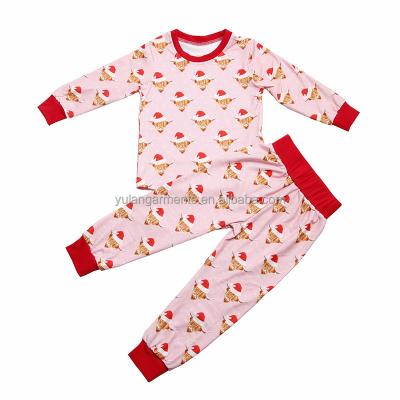 China Casual Toddler Baby Clothing Sets Christmas Printed Long Sleeve Tops And Pants 2 Piece Pajamas Sets for sale