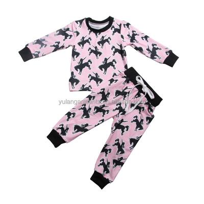 China Comfy Boutique New Arrival Cowboy Kids Casual Pajamas Print Long Sleeve Kids Clothing 2 Pieces Sets for sale