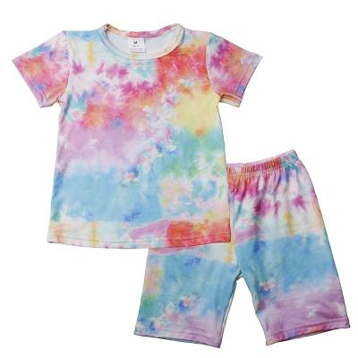 China Fashion Infants Toddlers Age Category Casual Baby Clothes Gift Kid Summer Girl Boy Tie-Dyed Cloth Clothing Set for sale