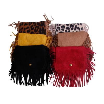 China Girl Hangbags 2021 Cute Toddler Girl Handbag Leopard Tassels Fashion Bags Shoulder Purse Bags Cross - Body Purse Kids Chain Wallet for sale