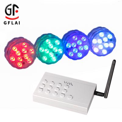 China GFLAI Remote Control High Lumen Color-changing RGB RF Remote Controlled Radio LED Table Centerpiece Puck Light Halloween Decoration Wedding for sale