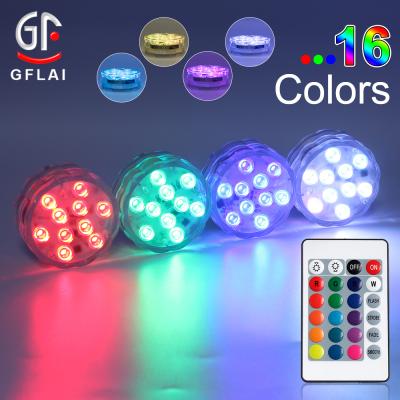 China 16 Colors IR RGB Remote Control Changing Lights IP68 Waterproof for Aquarium Vase Background Pond Pool Outdoor Party Wedding for sale