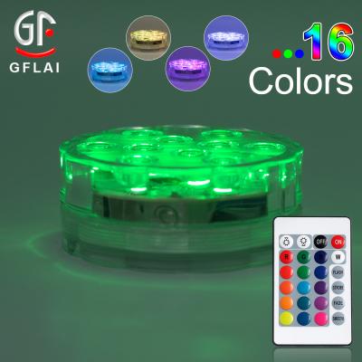 China Submersible 10 LED Remote Control Light RGB Battery Operated Swimming Pool Lights, Party Led Lights, Water Park Light for sale