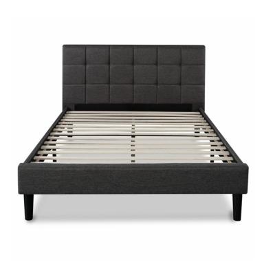 China (Other) Cheapest Modern Black Upholstered Platform Metal Bed Adjustable Upholstered Wooden Double Frame for sale