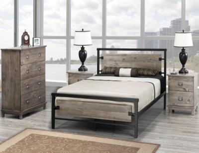 China Modern Good Quality Single Size Platform Metal Bed Frame With Headboard And Wood for sale