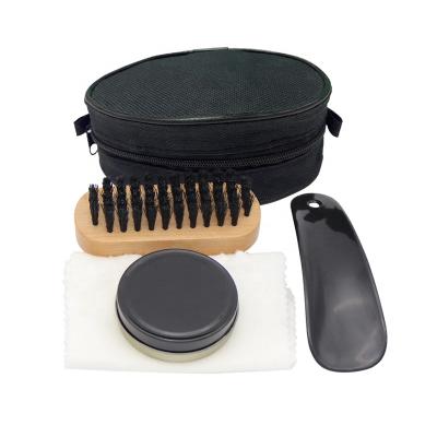 China Factory Wholesale Daily 4 in 1 Set Portable Shoe Care Set Leather Shoe Shine Kit Travel Shoe Shine Kit for sale