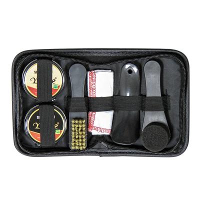 China Factory Wholesale Daily Shoe Care Set 6 in 1 Portable Shoe Shine Kit Box Shoe Polish Kit Bag Leather Shoe Polish Set for sale