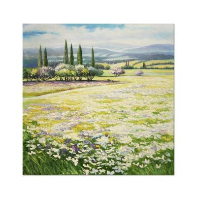 China Modern Handmade Canvas Painting Landscape Flower Field Tuscan Oil Painting For Living Room Ready To Hang for sale