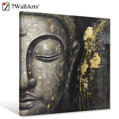 China Modern Seven Wall Art 100% Handmade Abstract Buddha Canvas Painting Pose Art Wall Decor For Living Room for sale