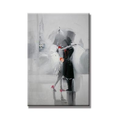 China Impressional Modern Romantic Couple Painting Black And White Framed Wall Art Free Shipping for sale