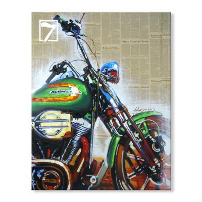 China Modern Original Art Handpainted Motorbike Stretched Canvas Oil Painting For Living Room for sale