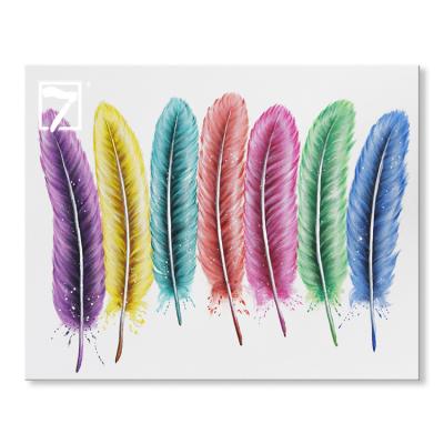 China Whosale Oil Painting Modern Colorful Feather Ready to Hang Handmade Acrylic Painting for Home Decoration for sale