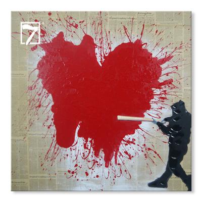 China Modern Graffiti Painting Red Heart Oil Painting Picture Drawing Acrylic Paint For Kids Room for sale