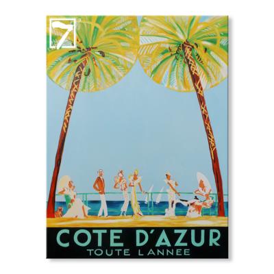 China Wholesale Handmade Oil Painting Modern COTE D'AZUR Vintage Poster Artwork Collection For Home Decoration for sale