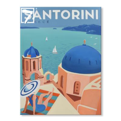 China Modern Art Decor Vintage Handmade Landscape Painting Poster Santorini for sale