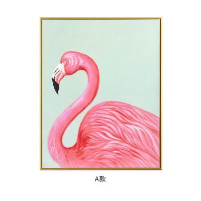 China Modern Decorative Seven Wall Art Painting Pink Animal Flamingo Framed Canvas Wall Art for sale