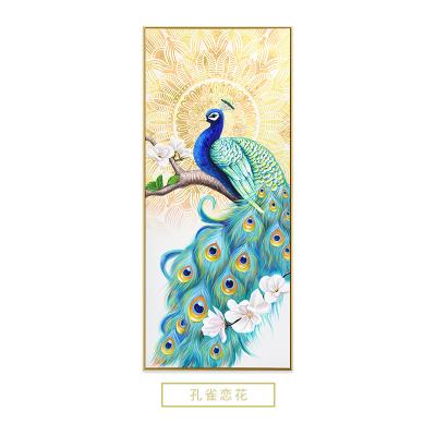 China The Seven Modern Wall Arts Prints With Hand Embellishment Canvas Painting Peacock With Flowers Wall Art Home Decoration for sale