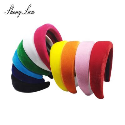 China New Product Trend Shenglan Headbands Velvet Friendly Material Wide Sponge Colorful Rainbow Color Padded Headbands For Women for sale