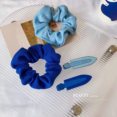 China Shenglan INS Hair Scrunchies Hair Scrunchies Baby Hair Clips Environmentally Friendly Cute Blue Hairpins Ties Elastic Hairpins for sale