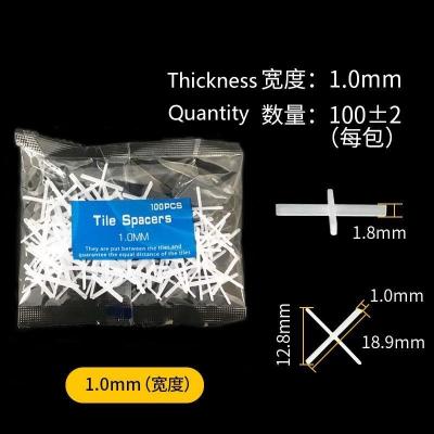 China Eco-friendly 1.0 mm Tile Leveling System Spacers Clips Ceramic Tile Leveling Plastic Cross Spacer Tile Accessories Tile Building Tools for sale