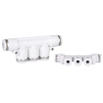 China White PK Series Industry Plastic Five Way Air Duct Quick Connector One Touch Pneumatic Hose Push In Fitting for sale