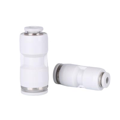 China WHITE PG Series Industry Plastic Quick Reducer One Touch Union Straight Pneumatic Air Duct Hose Push In Fitting for sale