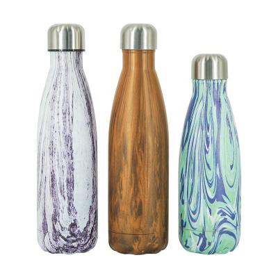 China PORTABLE 350ml Water Transfer Printing Double Wall Cola Shaped Stainless Steel Water Bottle for sale