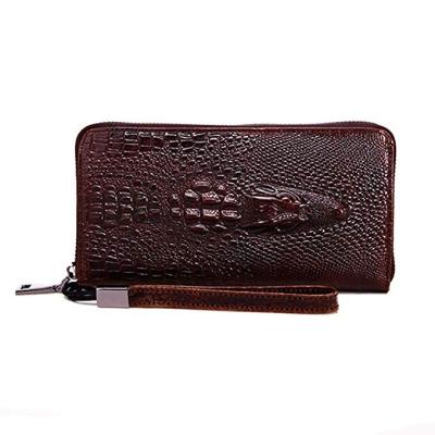 China Genuine Leather RFID Men Business Clutch Bag Organizer Handbag Phone Card Carrier Purse Long Wallet for sale