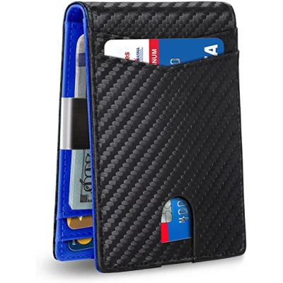 China Fashion Slim Wallet Larger Capacity RFID Blocking Front Pocket Minimalist Bifold Wallet For Men With ID Window for sale