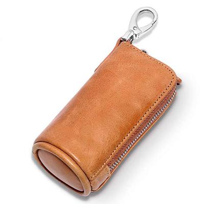 China Fashion Coin Purse Pocket Car Key Case Soft Genuine Leather Wallet With Zipper Pocket Wallet With Chain For Men And Women for sale