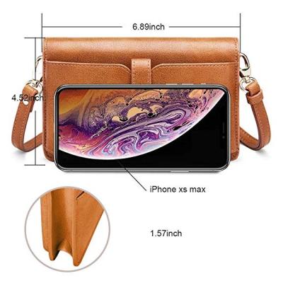 China Newest Fashinable RFID Blocking Small Cross - Body Bag Cell Phone Leather Purses And Purses Women's Luxury Billeteras Para Mujer Clip Purses Women for sale