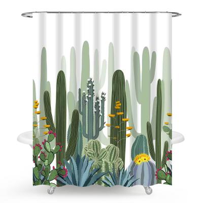 China Sustainable Waterproof Bath Curtain Printed Botanical Design Bath Shower Curtain For Bathroom for sale