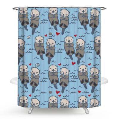 China Sustainable Cute Cartoon Custom Design Waterproof Polyester Fabric Shower Curtain For Kids for sale