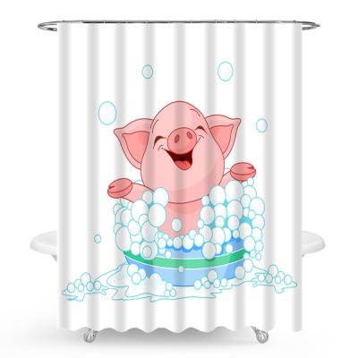 China Sustainable Cartoon Digital Printing Waterproof Bathroom Shower Curtain Set For Kids for sale