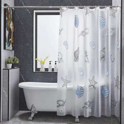 China Durable Anime Seashell PEVA Shower Curtain Or Liner With Hooks Magnets Set Bathroom Curtains Waterproof for sale