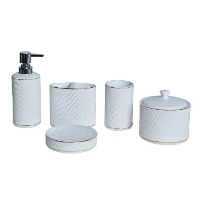 China Sustainable European Style 5PCS Ceramic Bathroom Accessories Set , Bath Set for sale