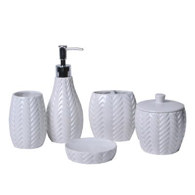 China Sustainable Ceramic 5PCS Bathroom Accessories Set for sale