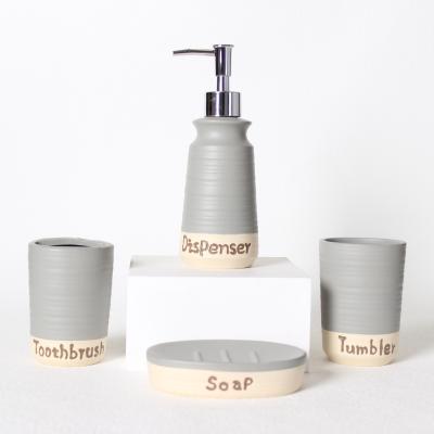 China Modern Design 4PCS Sustainable Luxury Polyresin Bathroom Accessories Bath Gift Set For Home Decor for sale