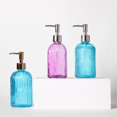 China Sustainable Colored 350ml Soap Dispenser Clear Glass for sale