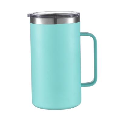 China Custom Wholesale PORTABLE Drinkware Double Wall Stainless Steel Wine Cup Insulated Coffee Tumbler With Lid And Handle for sale