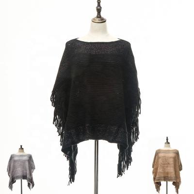 China Winter Acrylic Casual Shawl Women Fashion Poncho High Quality Metallic Thick Shawls for sale