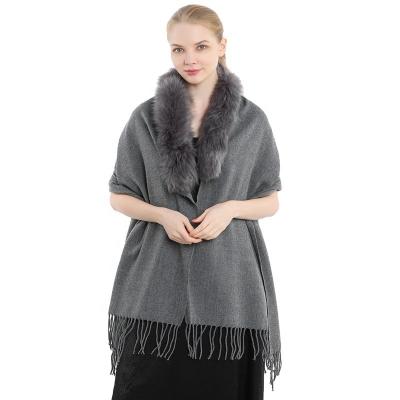 China High Quality Fashion Women Winter Faux Fur Shawl Cashmere Shawl Cashmere Fur Cape Wedding and Party Pashmina Wraps for sale