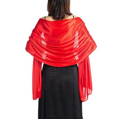 China New Polyester Fashion Women Satin Wraps Solid Silky Bridal Shawls Wedding Wraps Bridesmaid and Party Evening Dress for sale